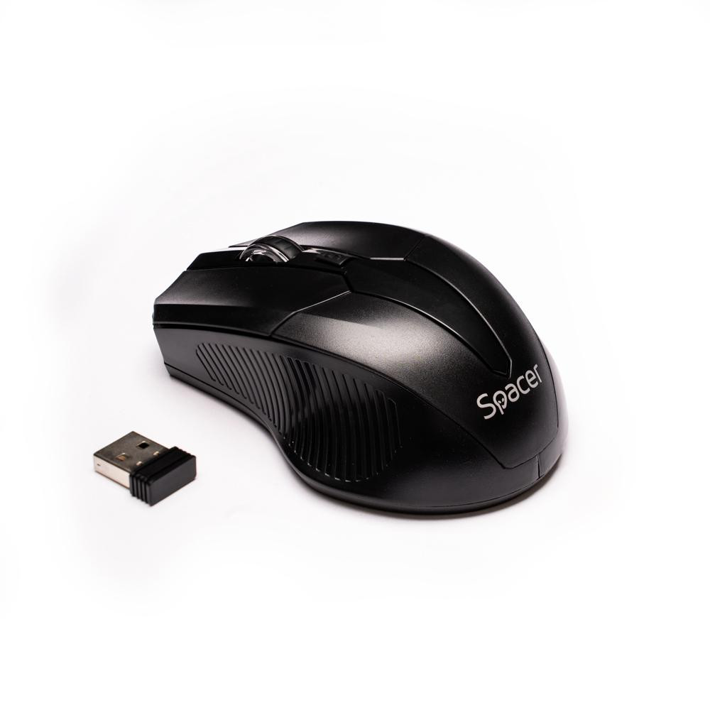 Mouse Wireless SPACER SPMO-W02, 1600 dpi, Negru - imaginea 1
