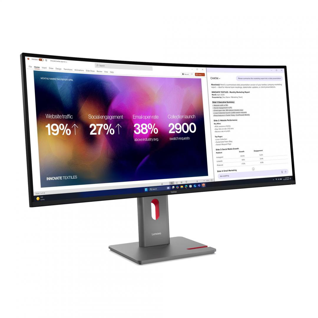 Monitor Commercial Lenovo ThinkVision P40WD-40, 39.7", 5120 x 2160 pixeli, Black, 3 ani Garantie - imaginea 1