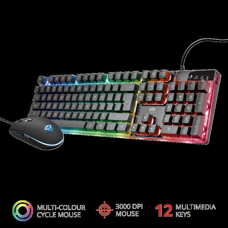 Kit Wired tastatura si mouse Trust GXT 838 Azor, taste numerice, negru - imaginea 2