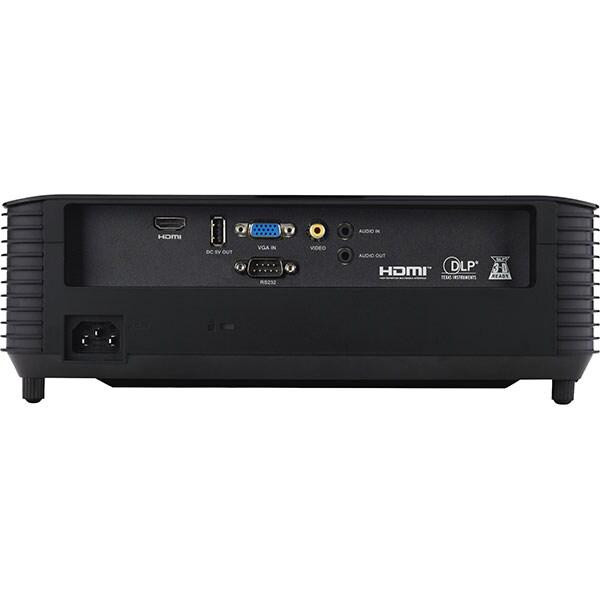 Proiector Acer X1128I, DLP, SVGA 800* 600, up to WUXGA 1920* 1200, 4800 lumeni, 4:3/ 16:9, 20.000:1, zoom digital 2x, zoom optic 1.1x, distanta maxima de proiectie 11.8 m, dimensiune maxima imagine 300", lampa 6.000 ore/ 15.000 ore extremeEco, HDMI, USB, Composite video, VGA, audio in/ out, DC Out - imaginea 2
