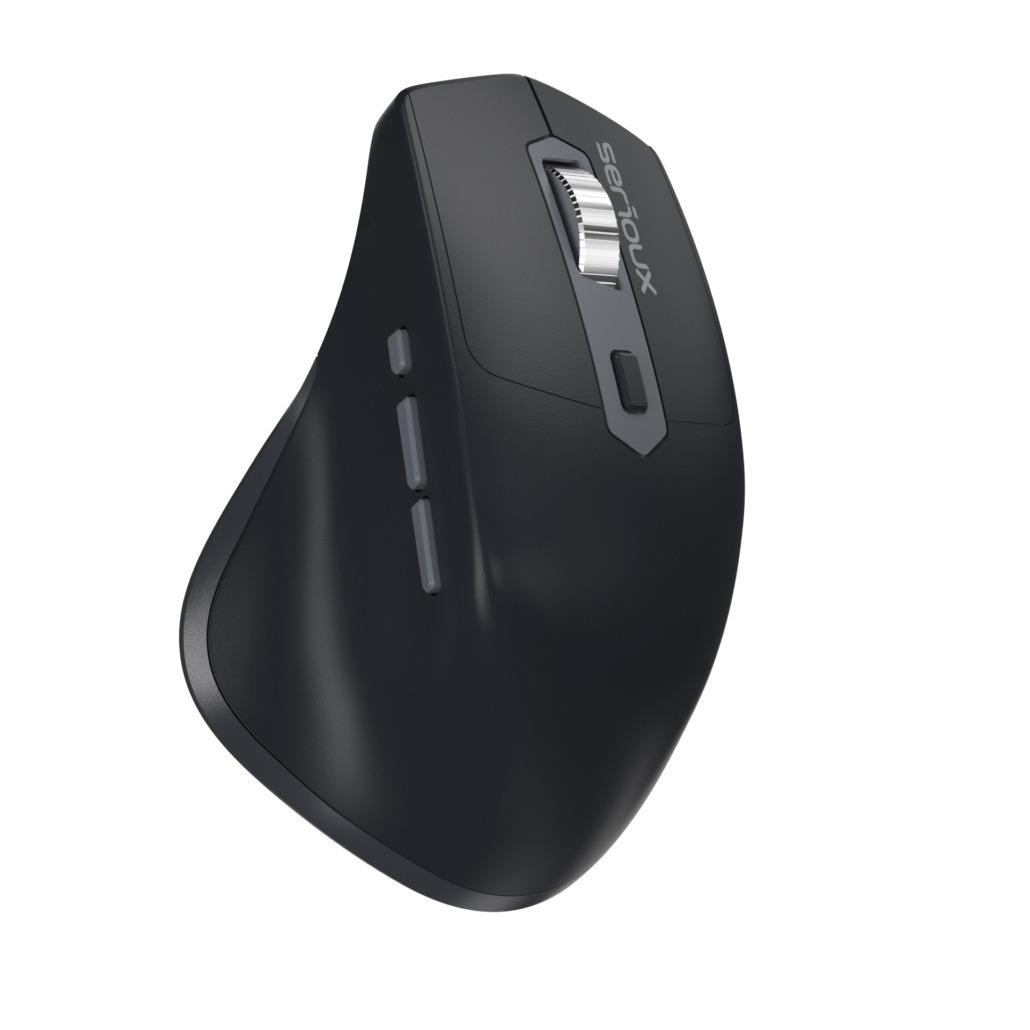 Mouse Serioux Apex 166 Wireless reincarcabil USB-C, Negru, senzor: Optic, DPI: 800/ 1200/1600/ 2400, conexiune: Dongle USB 2,4 GHz, banda de frecventa: 2,4 GHz, click silentios, design ergonomic, baterie integrată litiu de 500 mAh, cerințe OS: Win, Mac, Vista - imaginea 4