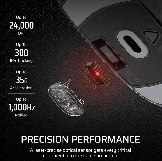 Mouse Gaming Wireless CORSAIR M55, 24000 dpi, Negru - imaginea 4