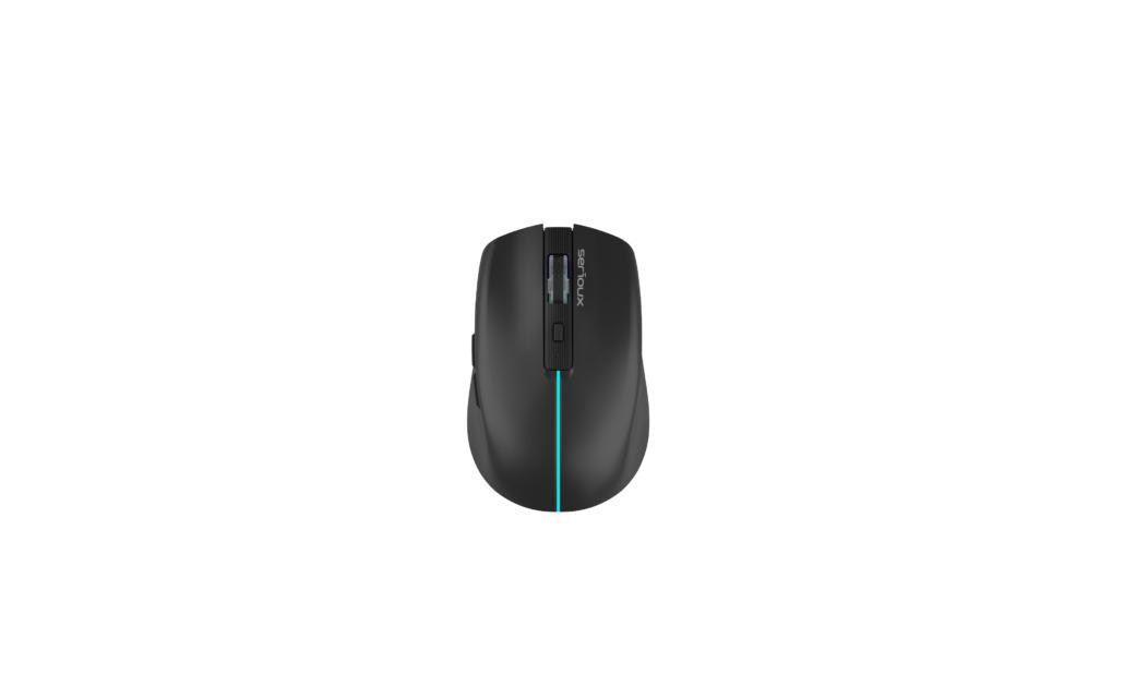 Mouse Serioux Flicker 212, Wireless, Negru, senzor: Optic, DPI: 800/ 1200/ 1600, conexiune: Dongle USB 2,4 GHz, banda de frecventa: 2,4 GHz, baterie integrată litiu de 500 mAh, banda LED, cerințe OS: Win, Mac, Vista - imaginea 1