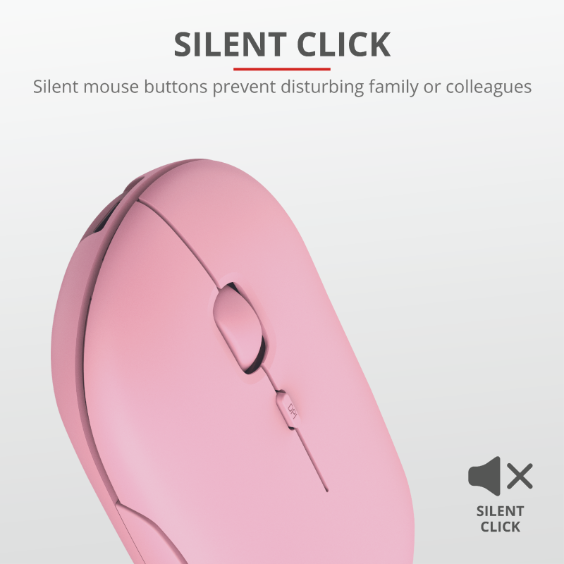 Mouse Wireless Trust Puck, 1600 dpi, Roz - imaginea 2