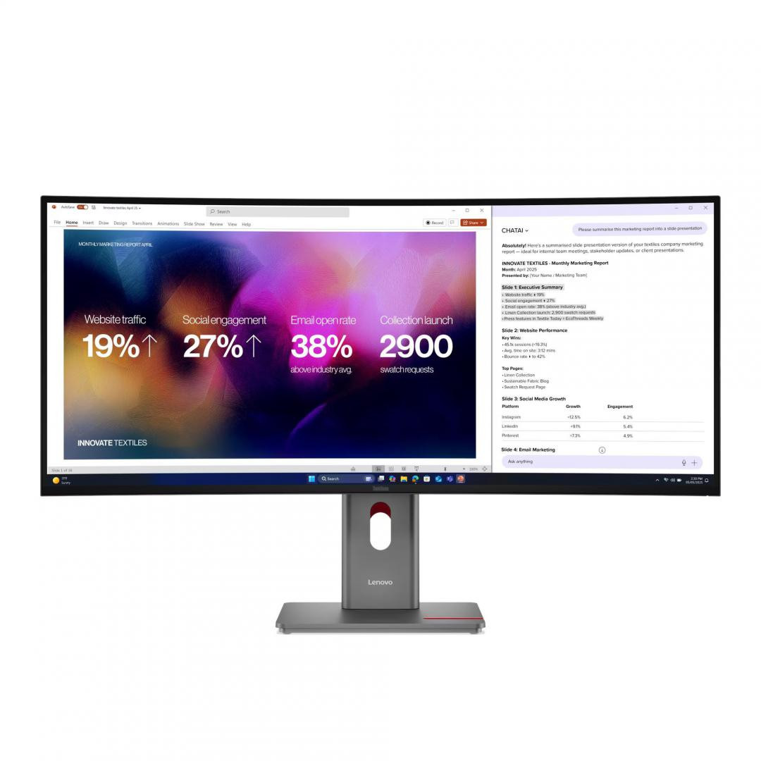 Monitor Commercial Lenovo ThinkVision P40WD-40, 39.7", 5120 x 2160 pixeli, Black, 3 ani Garantie - imaginea 3