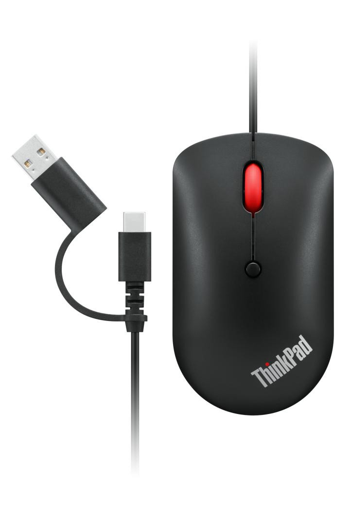 Mouse LENOVO ThinkPad USB-C Wired Compact Mouse, 2400 dpi, Negru - imaginea 1