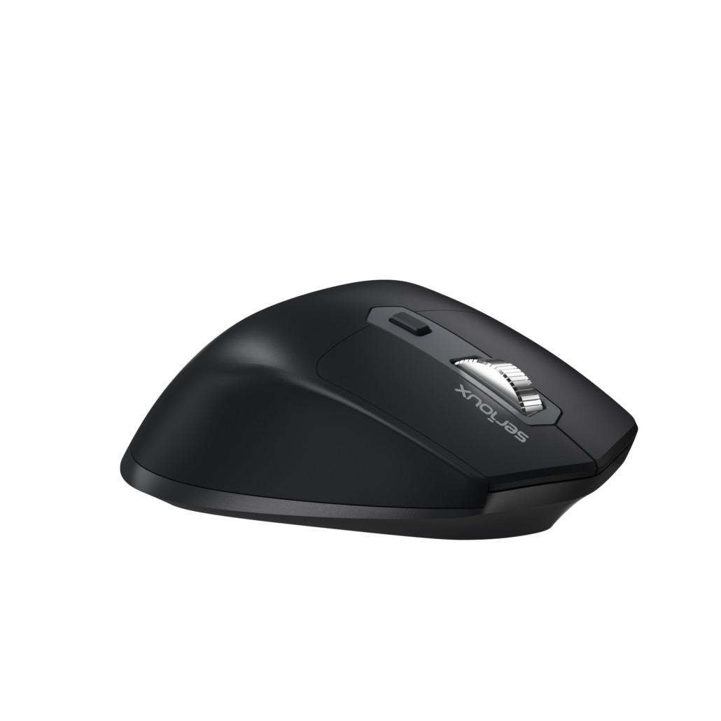 Mouse Serioux Apex 166 Wireless reincarcabil USB-C, Negru, senzor: Optic, DPI: 800/ 1200/1600/ 2400, conexiune: Dongle USB 2,4 GHz, banda de frecventa: 2,4 GHz, click silentios, design ergonomic, baterie integrată litiu de 500 mAh, cerințe OS: Win, Mac, Vista - imaginea 2