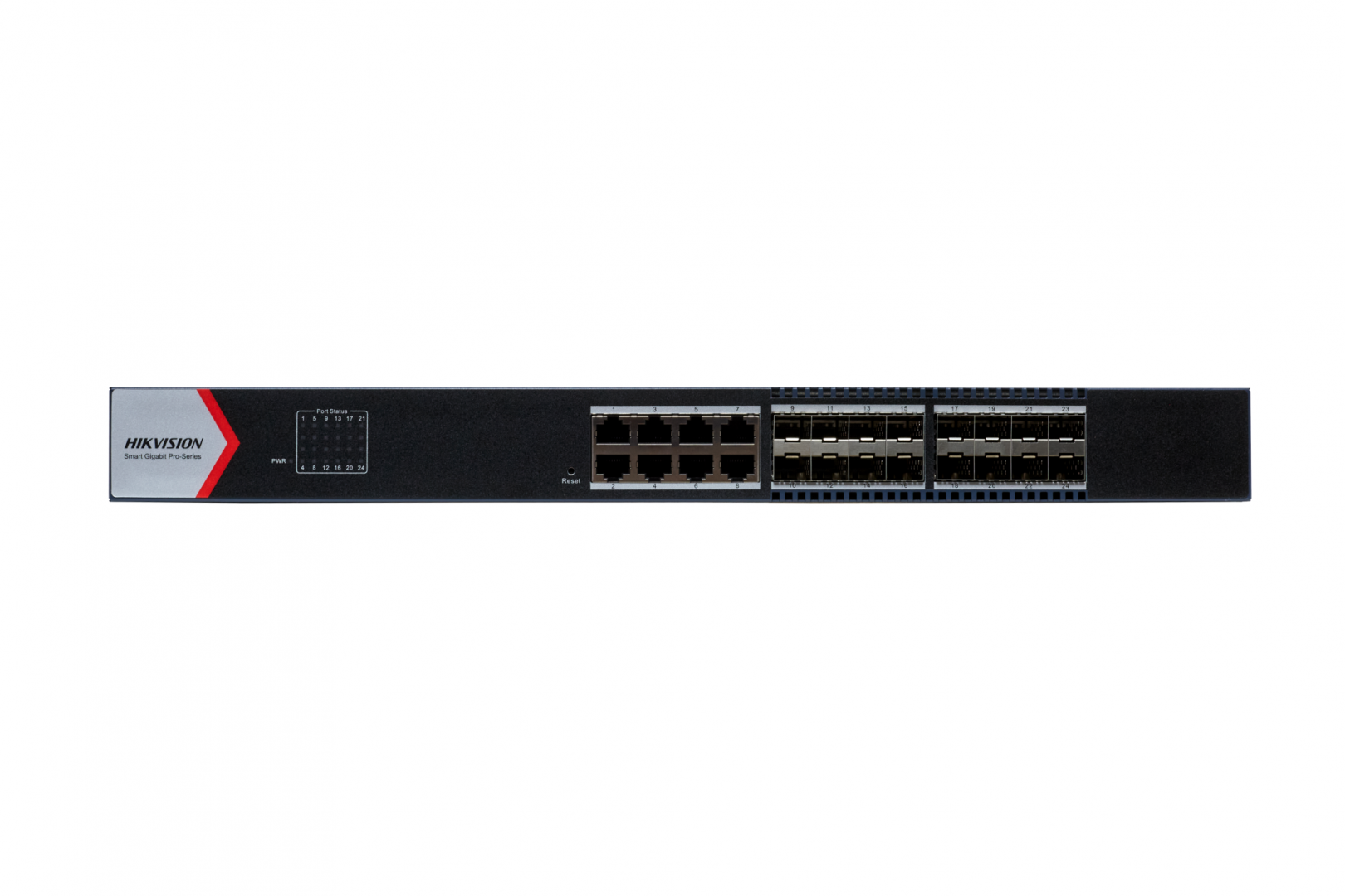 24 Port Aggregation Switch Hikvision DS-3E1524-SI-16F8T 8 x gigabit RJ45 port,16 x gigabit fiber optical port Support DHCP snooping Support 802.1Q VLAN Support ACL list Support STP/ERPS loop prevention, storm control Support ARP Anti-Spoofing Support SNMP, QoS 6 kV Surge Protection - imaginea 2
