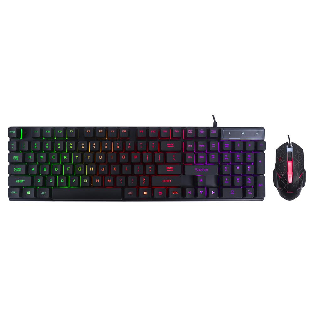 Kit Wired tastatura si mouse SPACER SP-GK-01, taste numerice, Negru - imaginea 1
