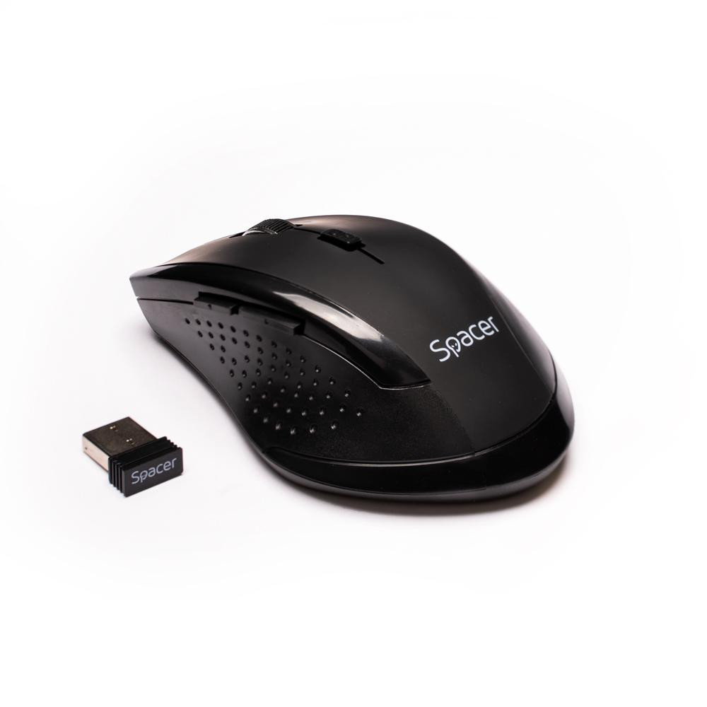 Mouse Wireless SPACER SPMO-W02, 1600 dpi, Negru - imaginea 1