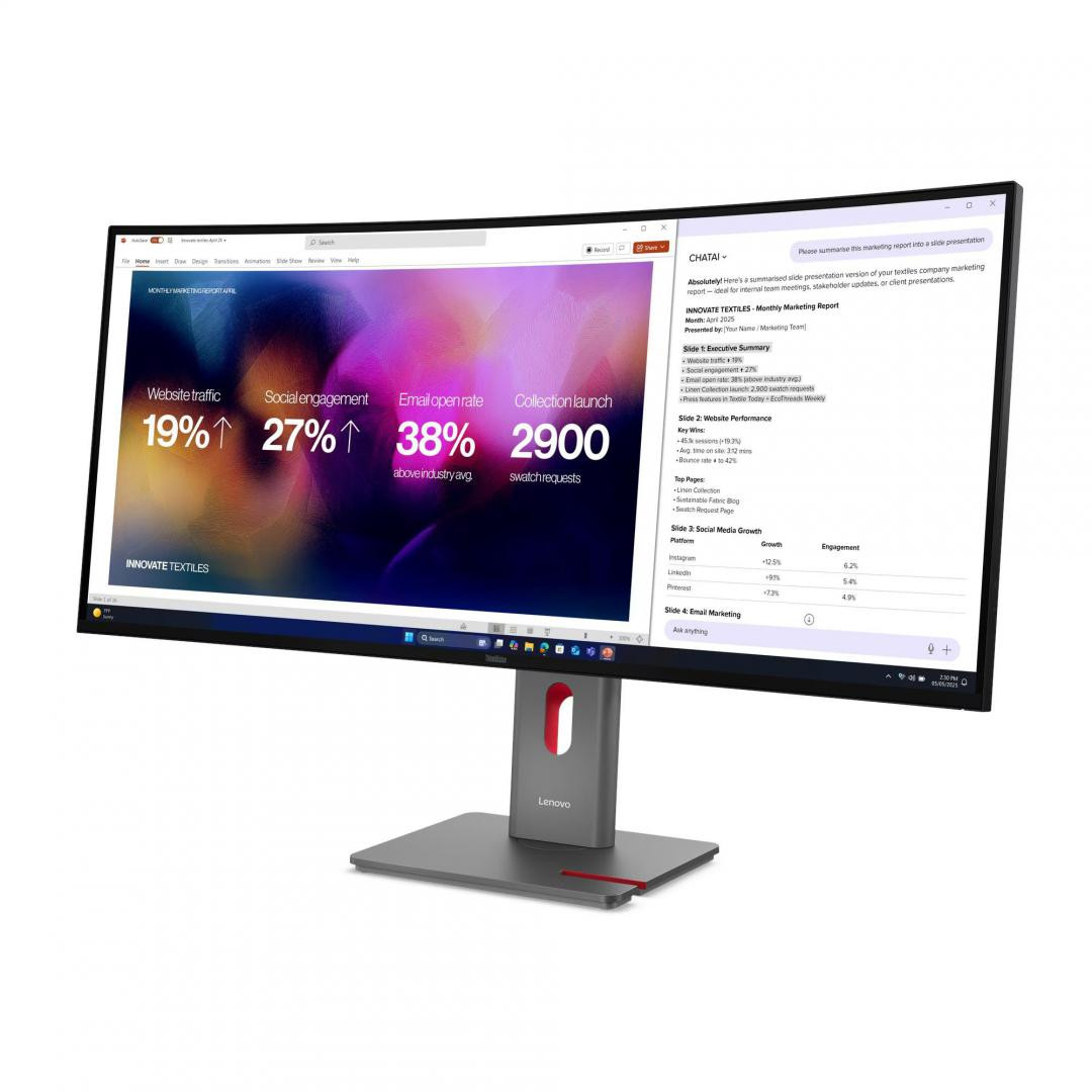 Monitor Commercial Lenovo ThinkVision P40WD-40, 39.7", 5120 x 2160 pixeli, Black, 3 ani Garantie - imaginea 2