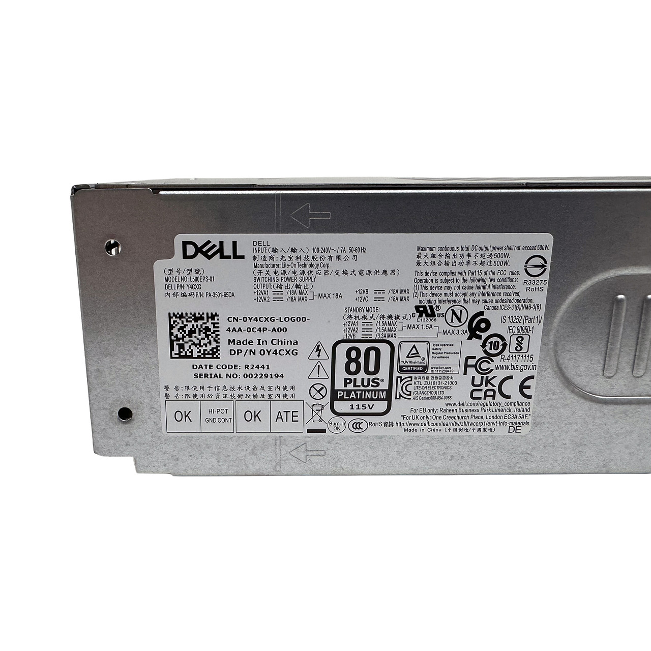 Sursa Alimentare Calculator Dell 500W Y4CXG, Precision 3660, 3680, Alienware Aurora R13, R15, R16, Optiplex 7000, 7010 Plus, XPS 8950, 8960, Inspiron 3910 - imaginea 5