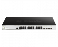 D-Link Switch DGS-1210-28P/ME, 24 porturi Gigabit PoE Base-T, 4 porturi SFP1000Mbps, Capacity 56Gbps, 19" Rackmount, WebSmart, 2*fan — Nou