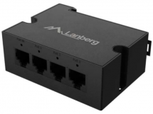Switch Lanberg DIN-GE4-BT-90W, 4 porturi 1000BASE-T, Unmanaged, maxiumum network link speed 1 Gbps, chipset Airoha AN8855HN, standar PoE 802.3at, 802.3af, 802.3bt — Nou