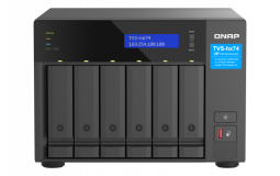 NAS QNAP H674 6-Bay, CPU Intel Core i5-12400 6-core 12-thread Processor, up to 4.4GHz, RAM 32GB (2x 16GB) DDR4 SODIMM (Max. 128GB), 6 x 2.5"/3.5" SATA 6Gbps + 2 x M.2 2280 NVMe HDD (neincluse), LAN: 2 x 2.5GbE (2.5G/1G/100M/10M), USB3.2 Gen1: 3 (2 x USB-A + 1 x USB-C), Tower, Single PSU, 250W — Nou
