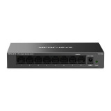 Mercusys MS108GS. Switch type: Unmanaged. Basic switching RJ-45 Ethernet ports type: Gigabit Ethernet (10/100/1000), Basic switching RJ-45 Ethernet ports quantity: 8. Full duplex. MAC address table: 8000 entries, Switching capacity: 16 Gbit/s. Networking standards: IEEE 802.3, IEEE 802.3ab, IEEE — Nou