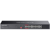 Switch Mercusys Gigabit Rackmount MS120GP, 16× Gigabit PoE+ RJ45 ports, 2× Gigabit non-PoE RJ45 ports, si 2× Gigabit SFP slots — Nou