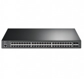 TP-LINK TL-SG3452XP Switch JetStream cu management | 4× Porturi 10GE SFP+ și 48× Porturi Gigabit, POE, Interfață: 48× Poturi RJ45 10/100/1000 Mbps PoE,  4× Porturi 10G SFP+, 1× Port RJ45 pe console, 1× Port Micro- USB pe console, 3 ventilatoare, Dimensiune: 440 × 300 × 44 mm, Montare în rack - imaginea 1