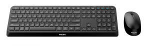 Kit Philips SPT6407, wireless, 2.4GHz + Bluetooth 3.0/5.0, 104 taste, membrana, baterii 1x AAA + 1x AA,  negru + Mouse SPK7407 - imaginea 1
