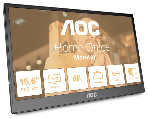 Monitor Consumer AOC 16T3EA, 15.6", 1920 x 1080 pixeli, Black, 3 ani Garantie