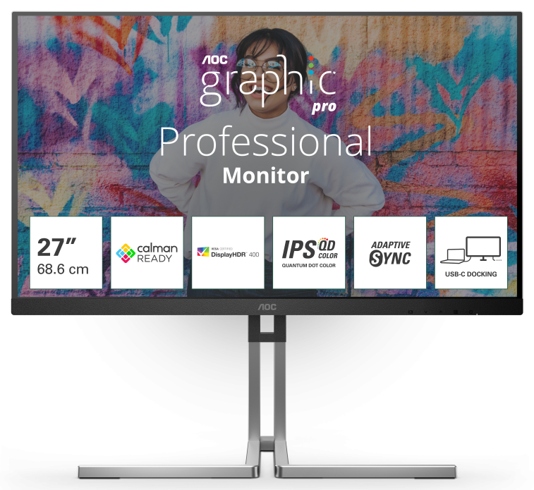Monitor Consumer AOC Q27U3CV, 27", 2560 x 1440 pixeli, Black, 3 ani Garantie