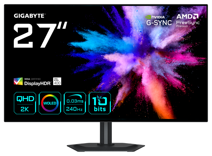 Monitor Gaming GIGABYTE GO27Q24G, 27", 2560 x 1440 pixeli, Black, 2 ani Garantie