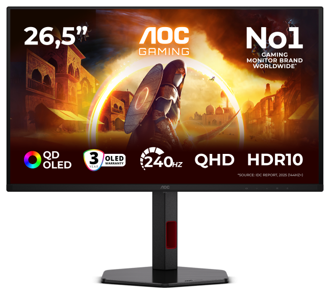 Monitor Gaming AOC Q27G4ZDR, 26.5", 2560 x 1440 pixeli, Black, Red, 3 ani Garantie