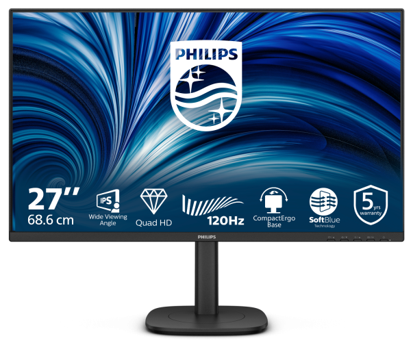 Monitor Consumer Philips 27B2N3500J/00, 27", 2560 x 1440 pixeli, Black, 5 ani Garantie