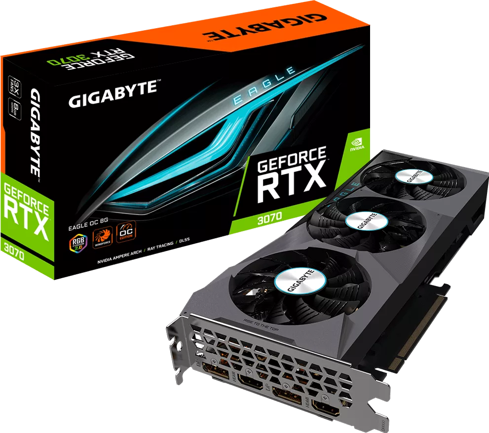 Placa Video GIGABYTE nVidia GeForce RTX 3070 EAGLE OC, 8 GB GDDR6, 256 bit, PCIe 4.0 x16, 2 x HDMI, 2 x DisplayPort - imaginea 1