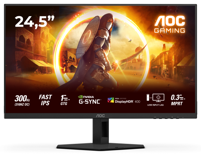Monitor Gaming AOC 25G4SRE, 24.5", 1920 x 1080 pixeli, Black, Red, 3 ani Garantie