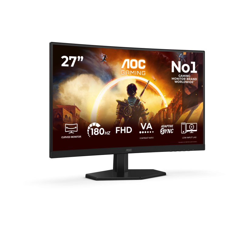 Monitor Gaming AOC C27G42FE, 27", 1920 x 1080 pixeli, Black, Red, 3 ani Garantie - imaginea 1