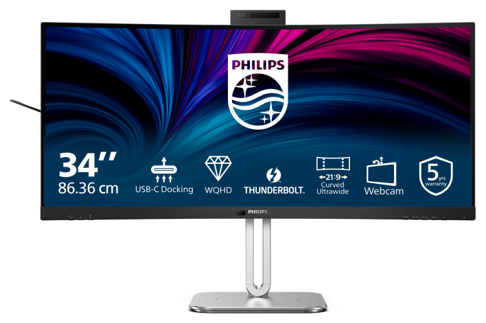 Monitor Consumer Philips 34B2U6603CH/00, 34", 3440 x 1440 pixeli, Grey, 3 ani Garantie