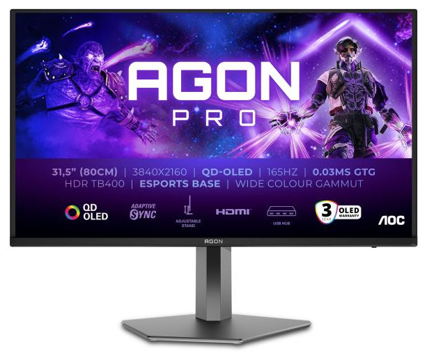 Monitor Consumer AOC AG326UD, 31.5", 3840 x 2160 pixeli, Black, 3 ani Garantie