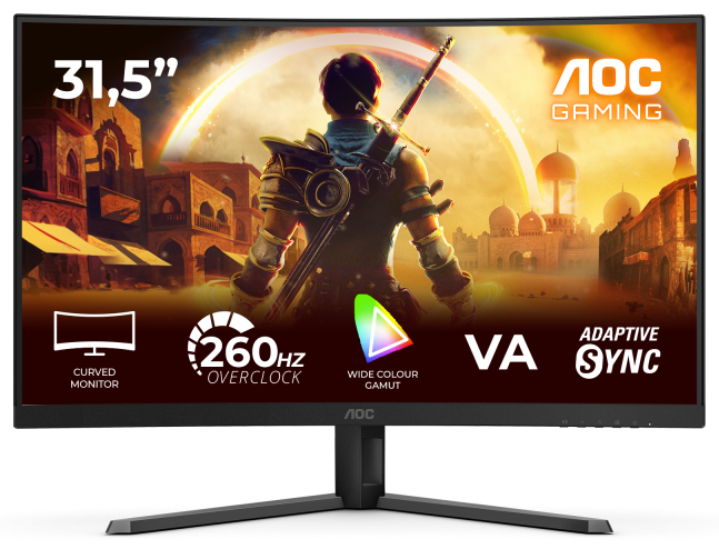 Monitor Gaming AOC C32G42ZE, 31.5", 1920 x 1080 pixeli, Black, Red, 3 ani Garantie