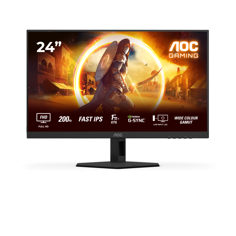 Monitor Gaming AOC 24G4HRE, 23.8", 1920 x 1080 pixeli, Black, Red, 3 ani Garantie - imaginea 1