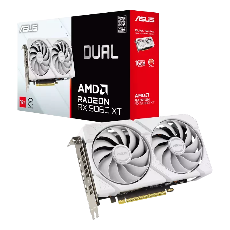 Placa Video ASUS AMD Radeon RX 9060 XT Dual White, 16 GB GDDR6, 128 bit, PCIe 5.0 x16, 1 x HDMI, 2 x DisplayPort - imaginea 1