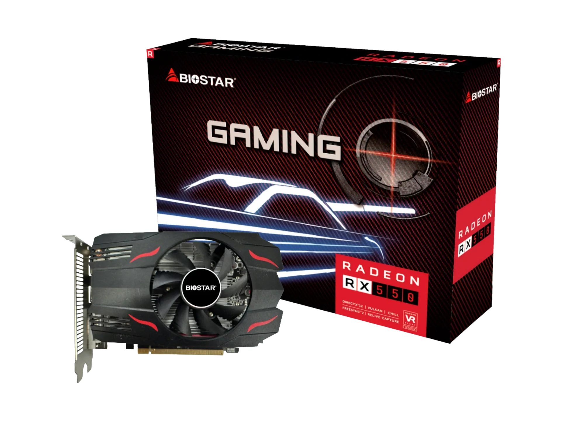 Placa Video BIOSTAR AMD Radeon RX 550 Gaming, 4 GB GDDR5, 128 bit, PCIe 3.0 x16, 1 x HDMI, 1 x DisplayPort, 1 x DVI - imaginea 1