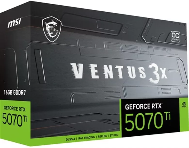 Placa Video MSI nVidia GeForce RTX 5070 Ti VENTUS 3X OC, 16 GB GDDR7, 256 bit, PCIe 5.0 x16, 1 x HDMI, 3 x DisplayPort - imaginea 1
